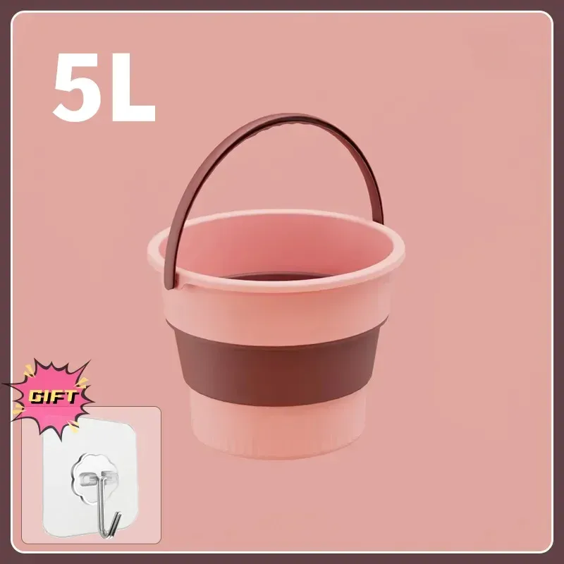 Seau pliable portable 5/10/17 L, seau multifonction en silicone épais pour le lavage de voiture et la pêche, seau pliant de camping 10