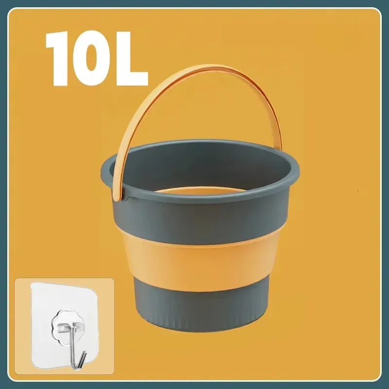 Seau pliable portable 5/10/17 L, seau multifonction en silicone épais pour le lavage de voiture et la pêche, seau pliant de camping 13