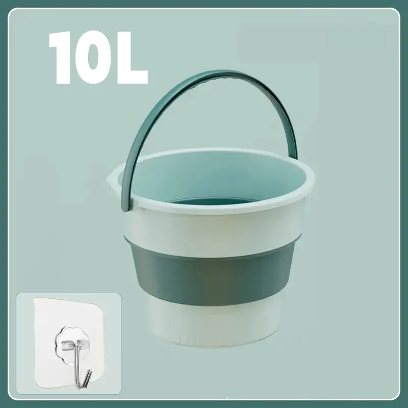Seau pliable portable 5/10/17 L, seau multifonction en silicone épais pour le lavage de voiture et la pêche, seau pliant de camping 12