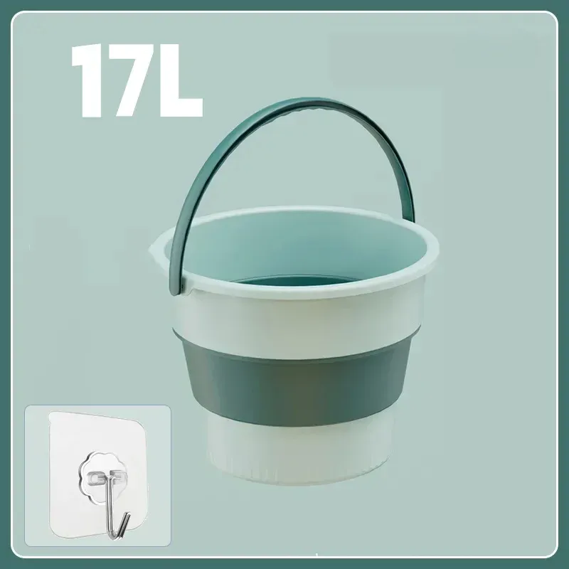 Seau pliable portable 5/10/17 L, seau multifonction en silicone épais pour le lavage de voiture et la pêche, seau pliant de camping 8