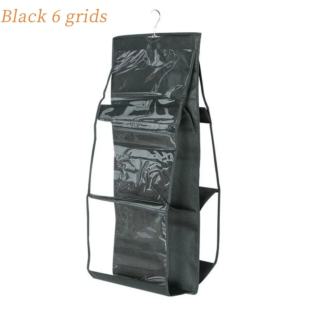 Organisateur de placard suspendu pour sacs à main, 6 à 8 grilles, cintre transparent pour vêtements et soutien-gorge, rangement mural, étagère à serviettes, 1 pièce 7