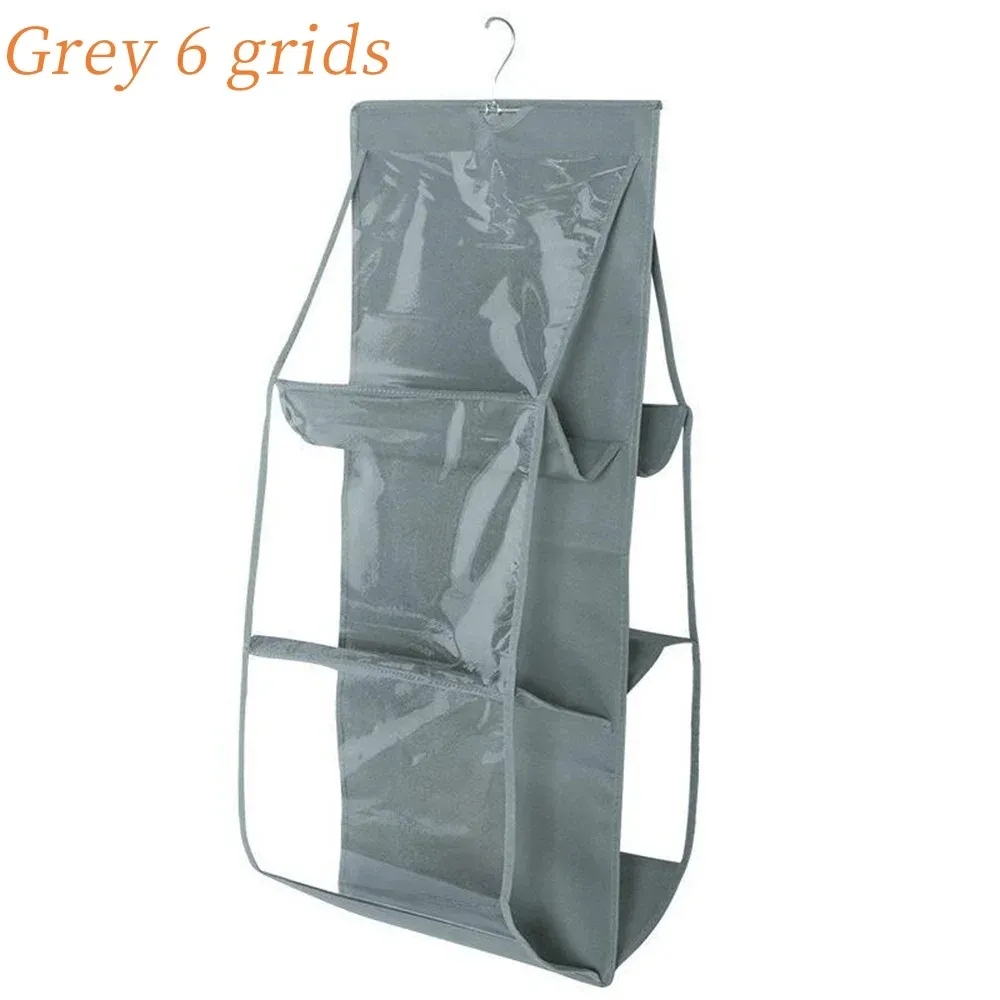 Organisateur de placard suspendu pour sacs à main, 6 à 8 grilles, cintre transparent pour vêtements et soutien-gorge, rangement mural, étagère à serviettes, 1 pièce 11