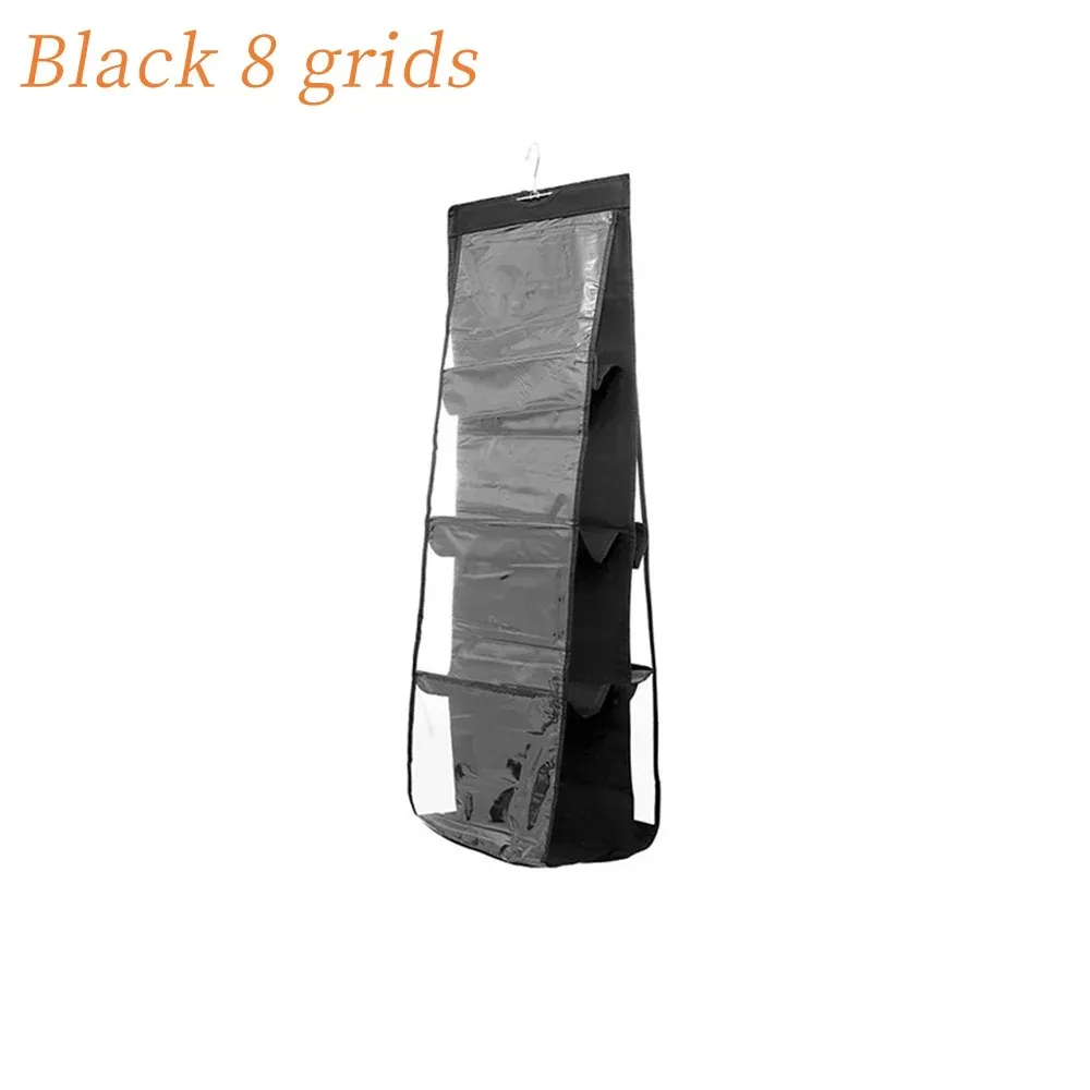 Organisateur de placard suspendu pour sacs à main, 6 à 8 grilles, cintre transparent pour vêtements et soutien-gorge, rangement mural, étagère à serviettes, 1 pièce 12