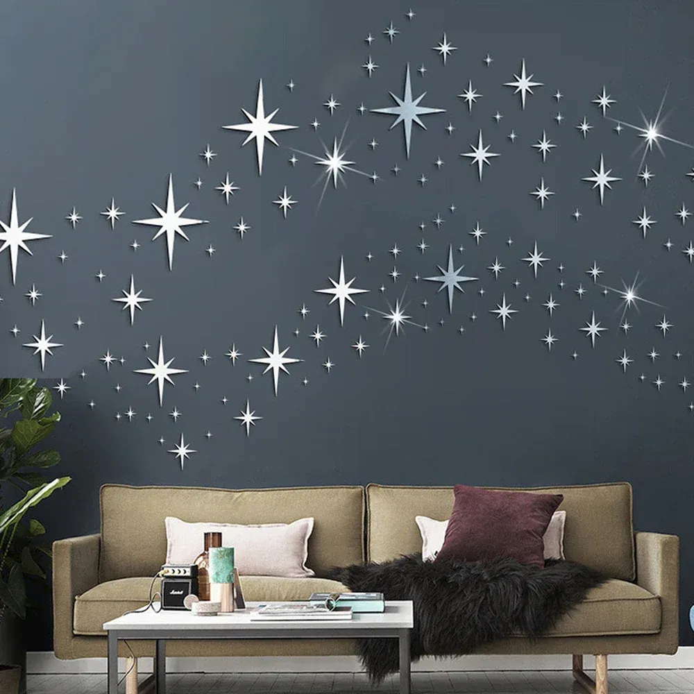Autocollants muraux étoiles en acrylique miroir, auto-adhésifs et imperméables, pour chambre d'enfant – Lot de 20 ou 42 pièces - Image 1