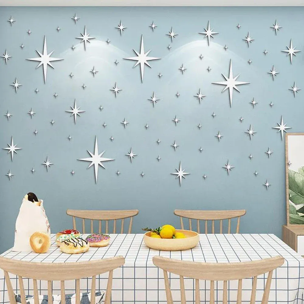 Autocollants muraux étoiles en acrylique miroir, auto-adhésifs et imperméables, pour chambre d'enfant – Lot de 20 ou 42 pièces 5