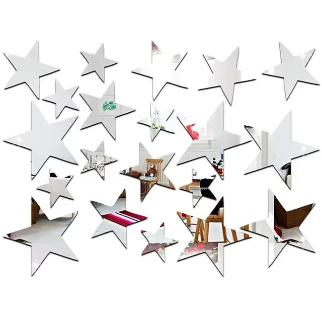 Autocollants muraux étoiles en acrylique miroir, auto-adhésifs et imperméables, pour chambre d'enfant – Lot de 20 ou 42 pièces 15