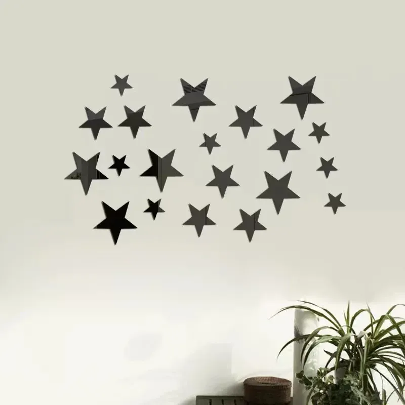Autocollants muraux étoiles en acrylique miroir, auto-adhésifs et imperméables, pour chambre d'enfant – Lot de 20 ou 42 pièces 13