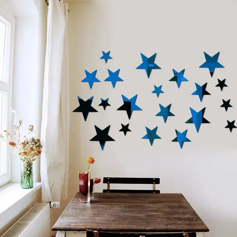 Autocollants muraux étoiles en acrylique miroir, auto-adhésifs et imperméables, pour chambre d'enfant – Lot de 20 ou 42 pièces 14