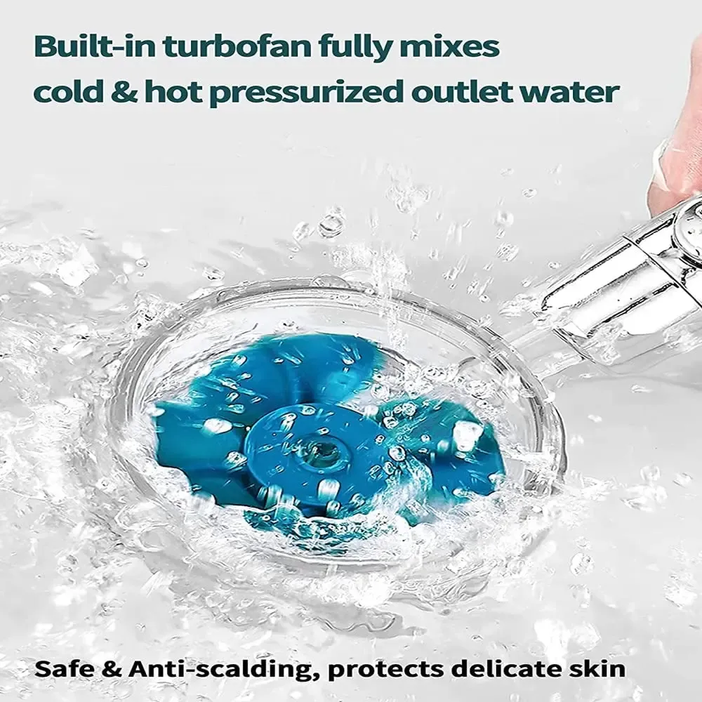 Pommeau de douche turbo haute pression à main, 5 filtres, économie d'eau, jet pluie 5