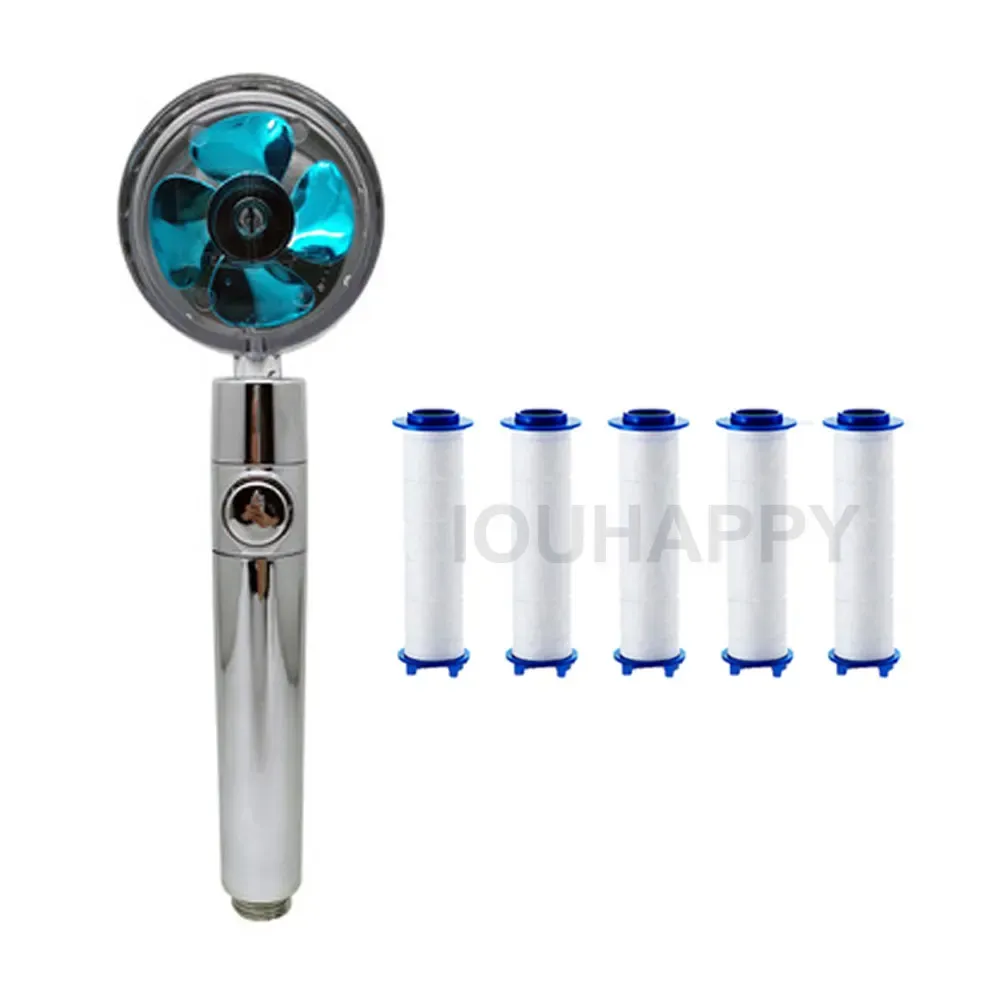 Pommeau de douche turbo haute pression à main, 5 filtres, économie d'eau, jet pluie 10