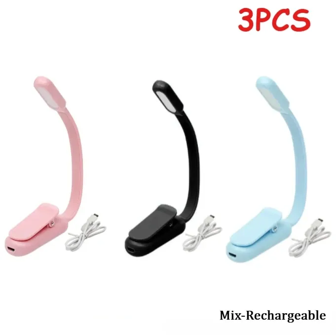 Mini lampe de lecture LED à pince, rechargeable USB, 3 niveaux de luminosité 8