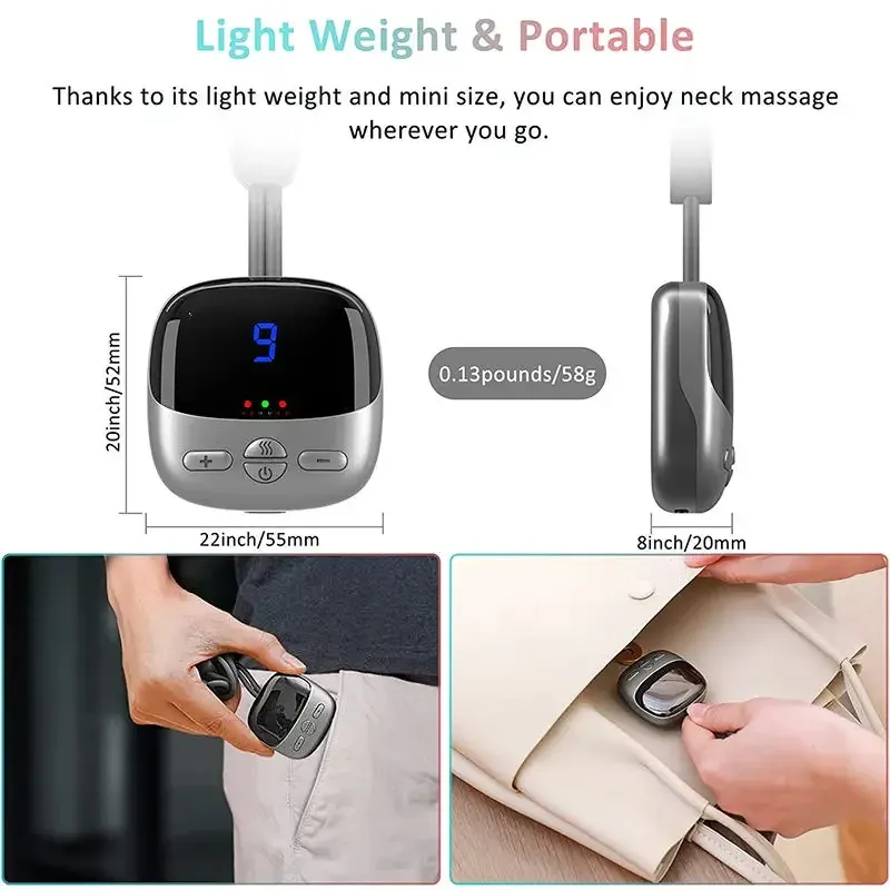 Mini masseur de cou portable – appareil intelligent pour colonne cervicale suspendu avec compresse chaude 5