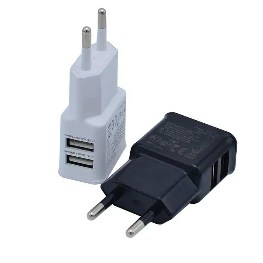 Chargeur USB double 5 V avec prise EU, adaptateur de voyage pour smartphone 2