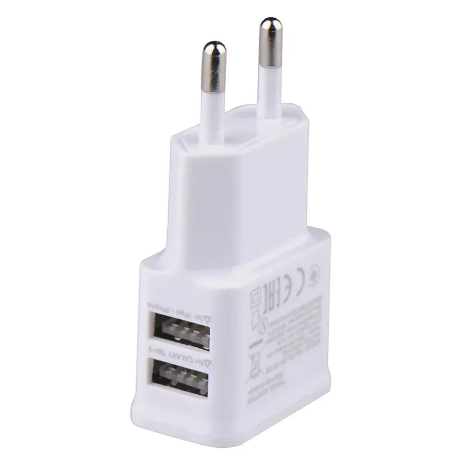 Chargeur USB double 5 V avec prise EU, adaptateur de voyage pour smartphone 3