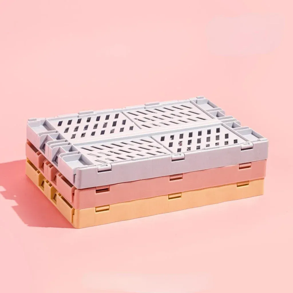 Boîte de rangement pliable en plastique, panier pliable empilable, organisateur portable pour maquillage, bijoux et jouets 6