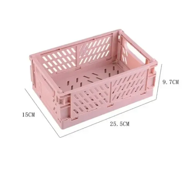 Boîte de rangement pliable en plastique, panier pliable empilable, organisateur portable pour maquillage, bijoux et jouets 11