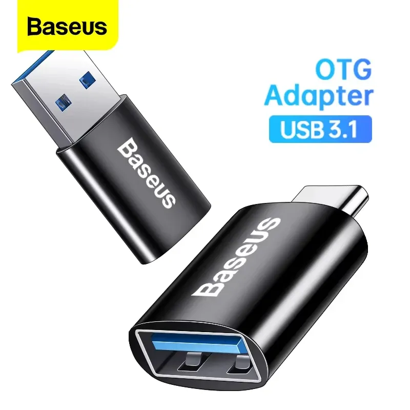 Adaptateur OTG Baseus USB-C vers USB-A 3.1, transfert de données 10 Gbit/s, compatible MacBook, Xiaomi, Huawei et Samsung