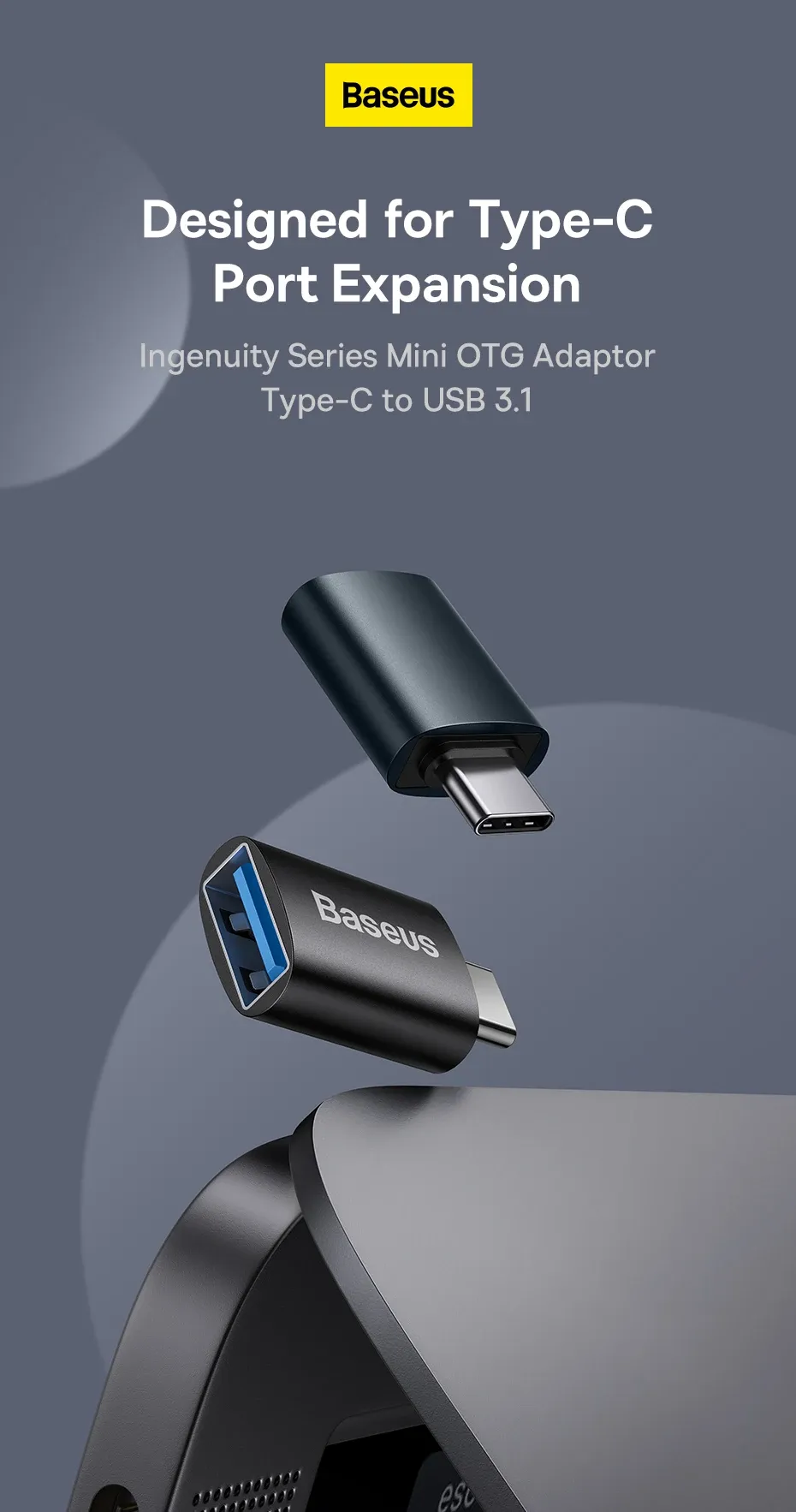 Vue d'ensemble de l'adaptateur Baseus USB-C vers USB-A