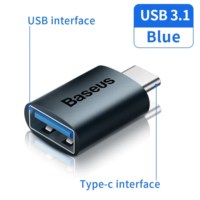 Adaptateur OTG Baseus USB-C vers USB-A 3.1, transfert de données 10 Gbit/s, compatible MacBook, Xiaomi, Huawei et Samsung 8