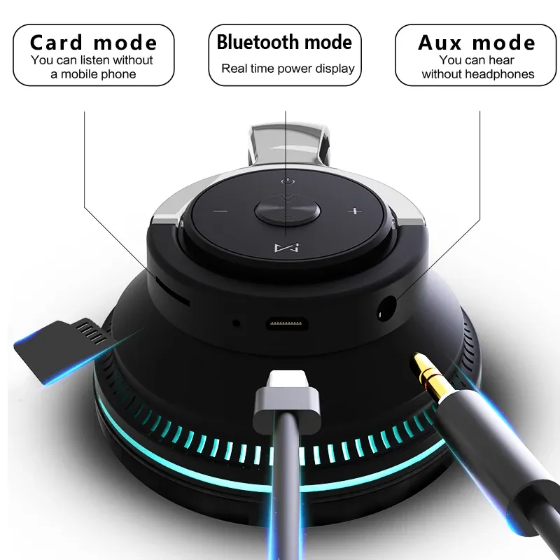 Casque sans fil Bluetooth pour TV avec micro, USB, réduction de bruit, stéréo pliable, basses renforcées 2