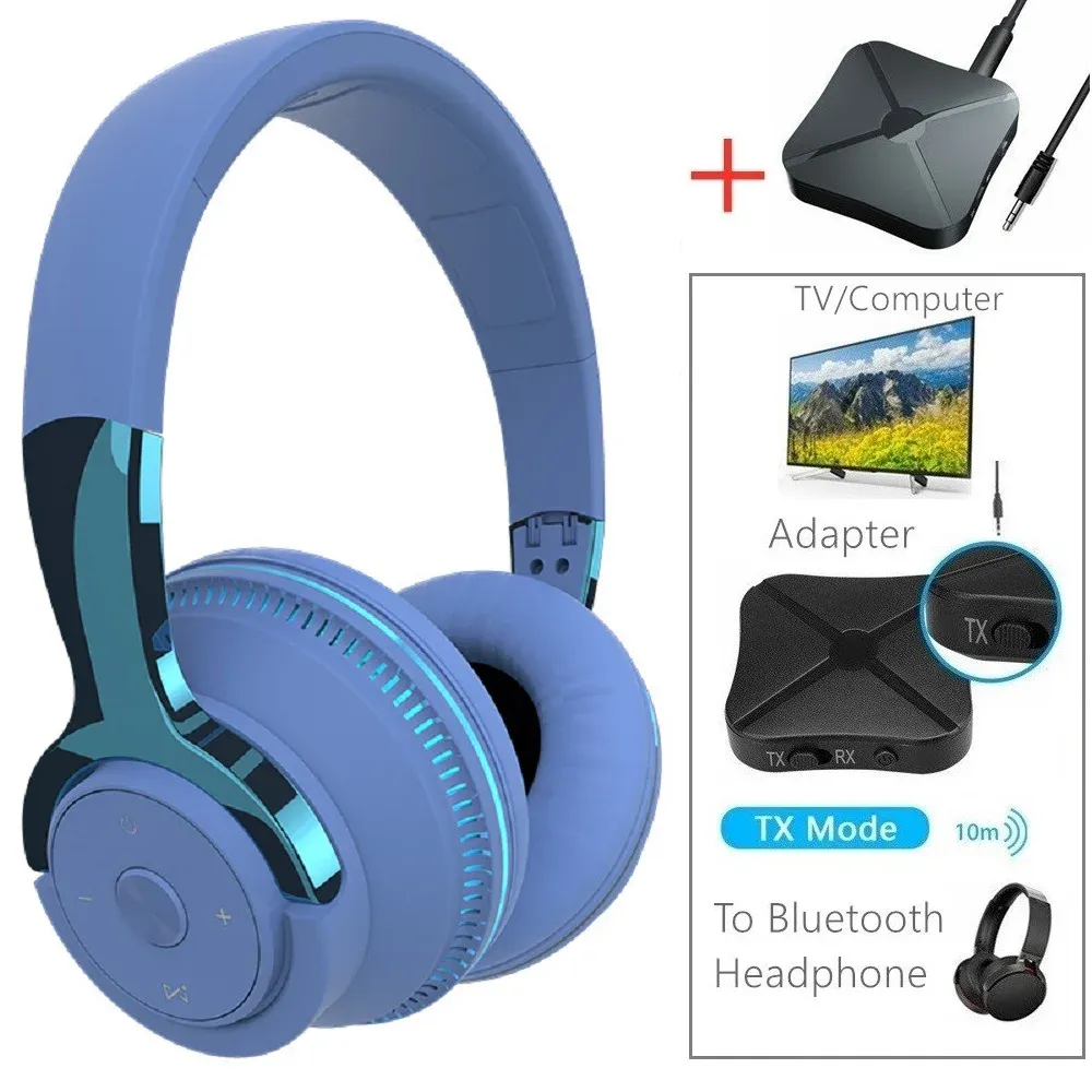 Casque sans fil Bluetooth pour TV avec micro, USB, réduction de bruit, stéréo pliable, basses renforcées 8