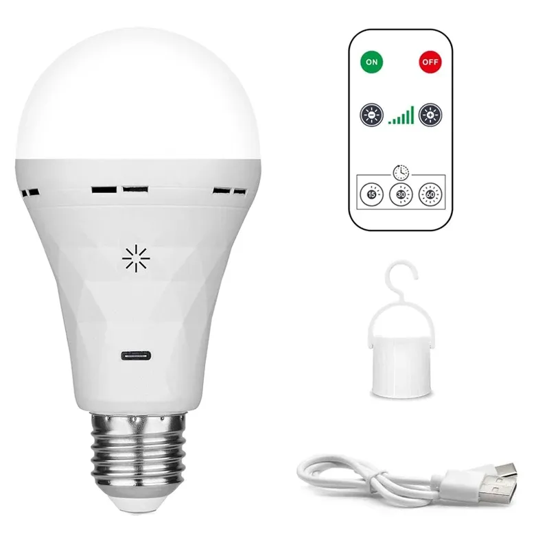 Ampoule LED rechargeable E27 à intensité variable, commande tactile et batterie intelligente avec synchronisation