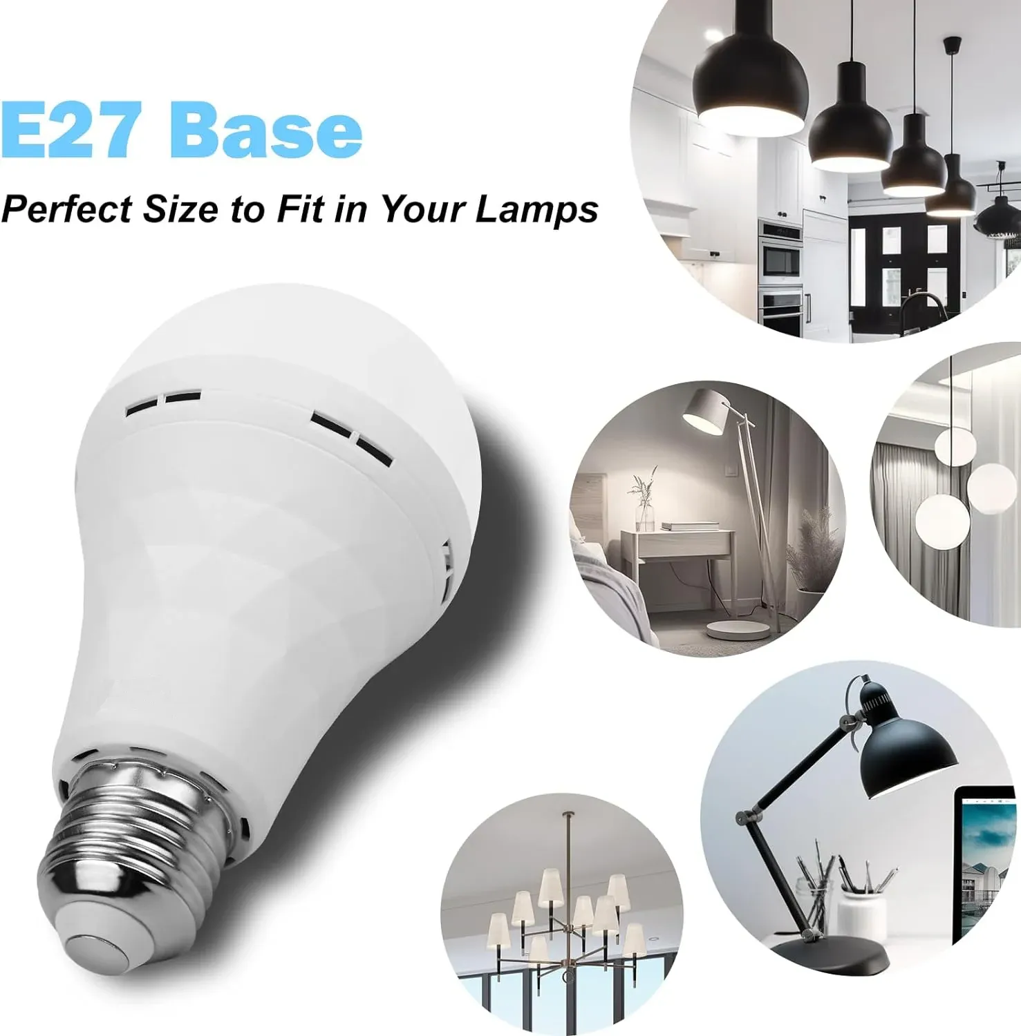 Ampoule LED rechargeable E27 à intensité variable, commande tactile et batterie intelligente avec synchronisation 6