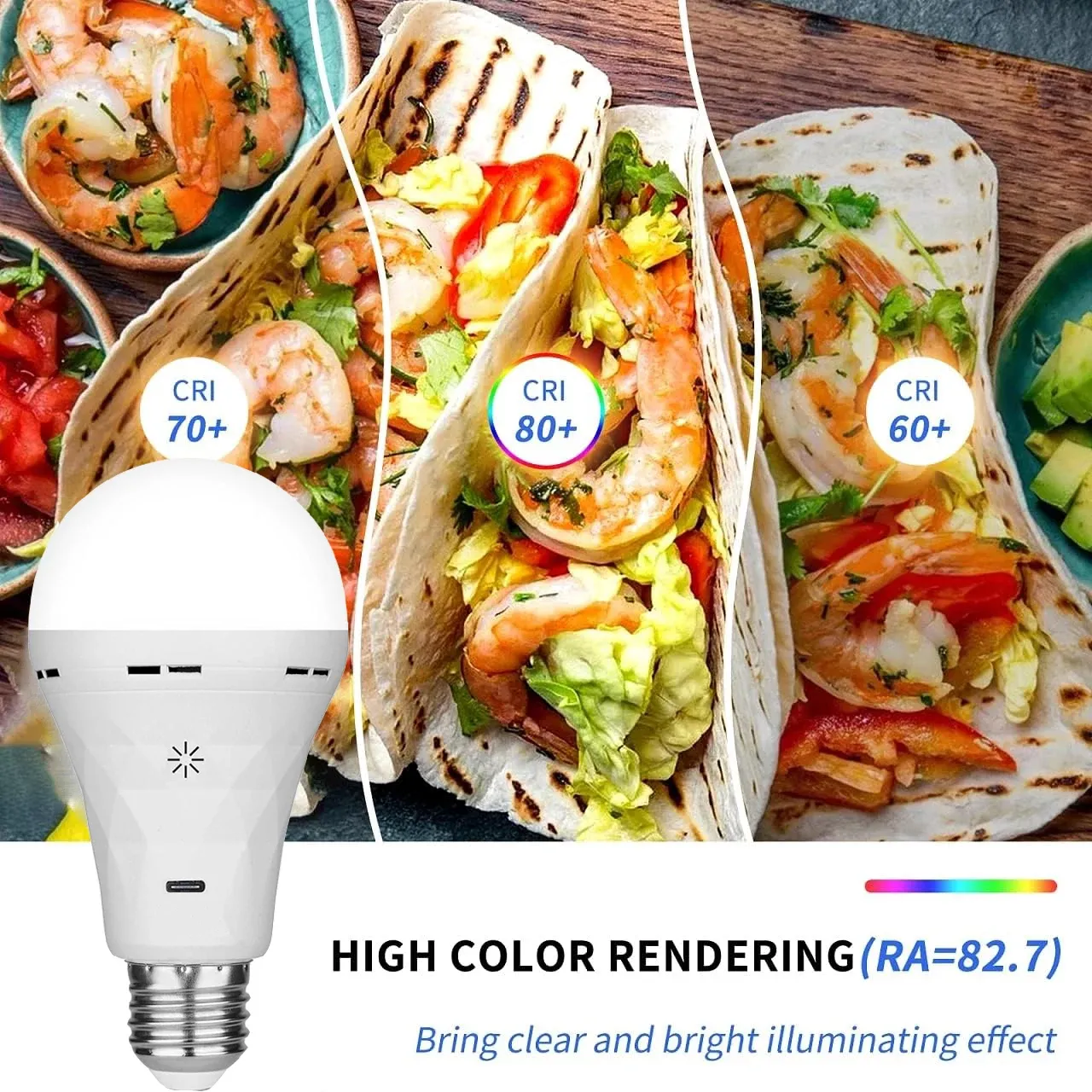 Ampoule LED rechargeable sous différents angles