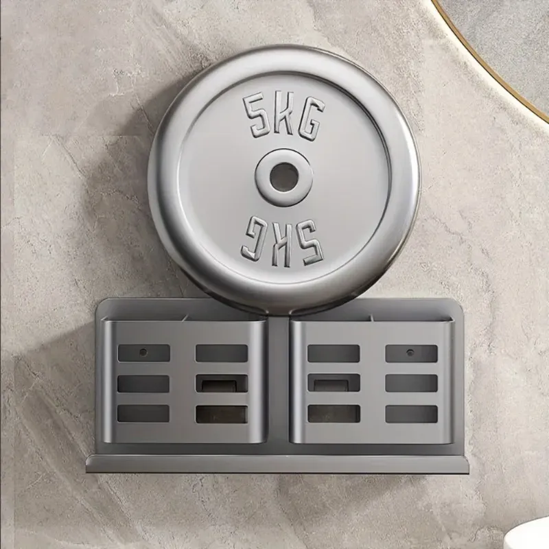 Organisateur mural de salle de bain en aluminium spatial anti-rouille, support multi-compartiments pour brosses à dents et rasoirs 2