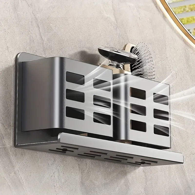 Organisateur mural de salle de bain en aluminium spatial anti-rouille, support multi-compartiments pour brosses à dents et rasoirs 6