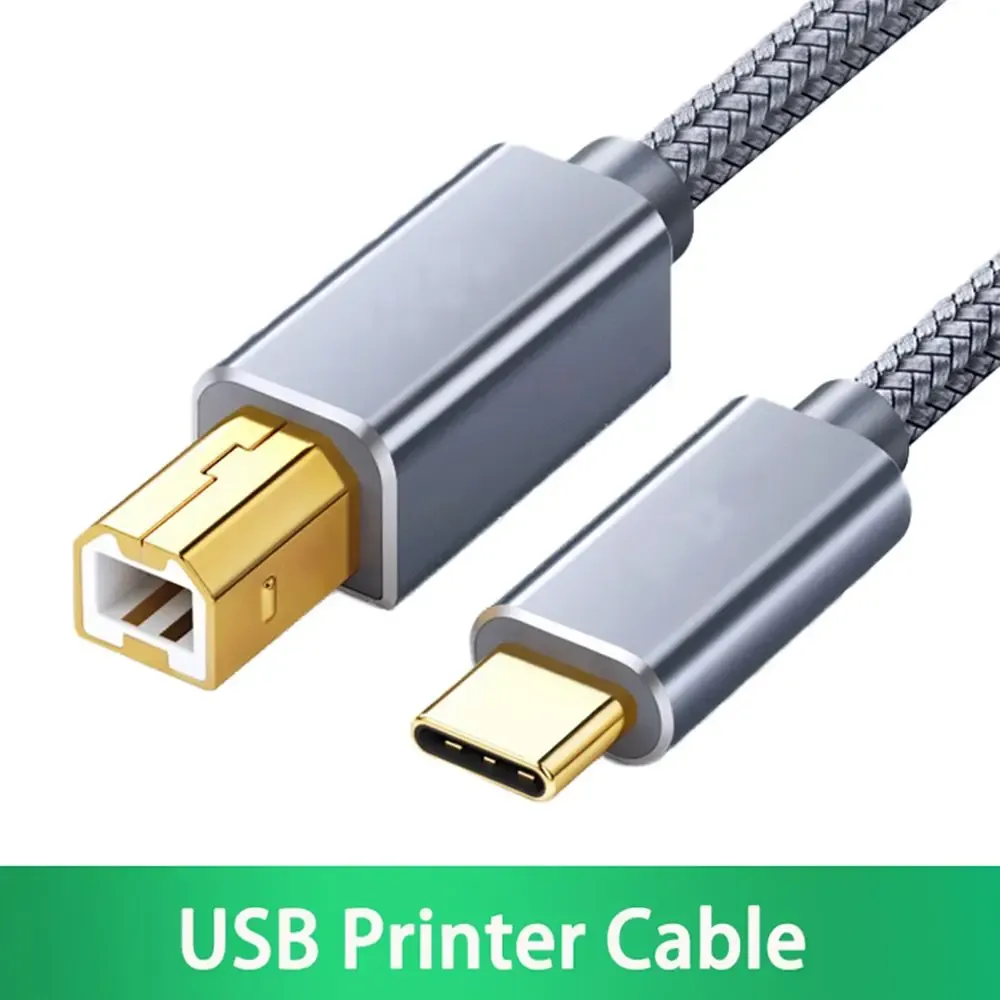 Câble d'imprimante USB-C vers USB-B tressé, 0,5 m, 2,0 m et 3,0 m, haute vitesse, pour ordinateur portable, compatible Epson, HP, Brother, Huawei et Xiaomi