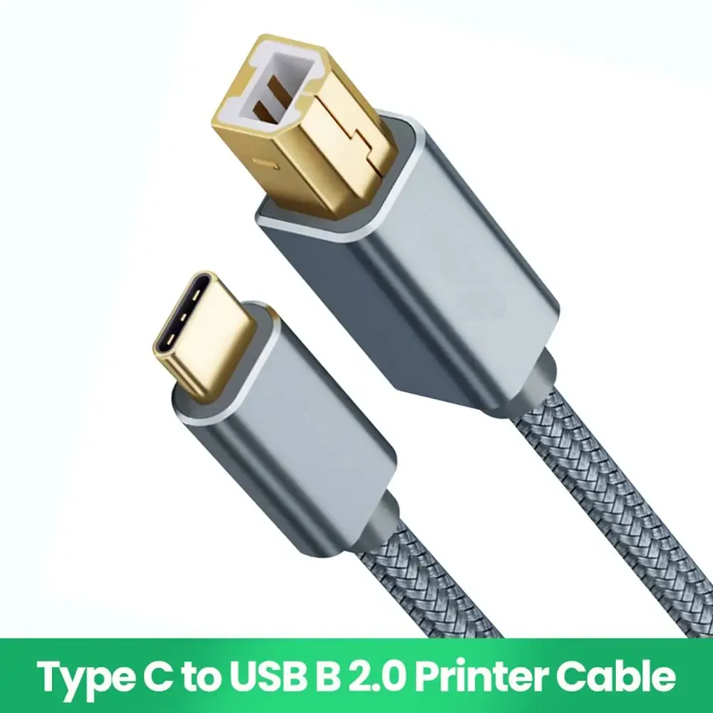 Vue détaillée du câble d'imprimante tressé USB-C