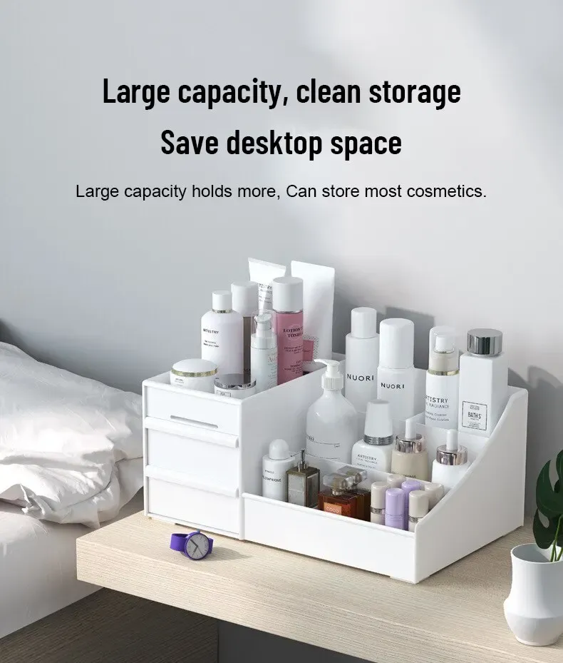 Organisateur de cosmétiques, détail des compartiments