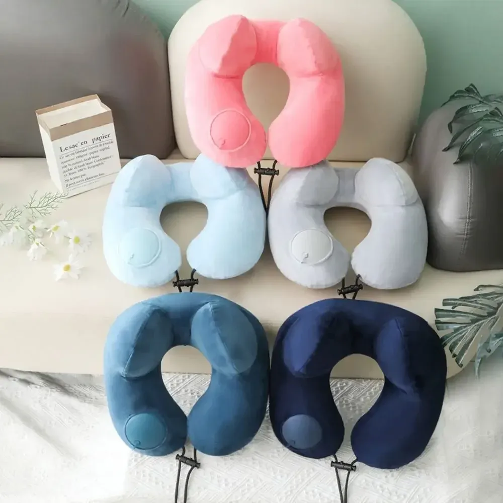 Oreiller de voyage gonflable en forme de U pour le cou