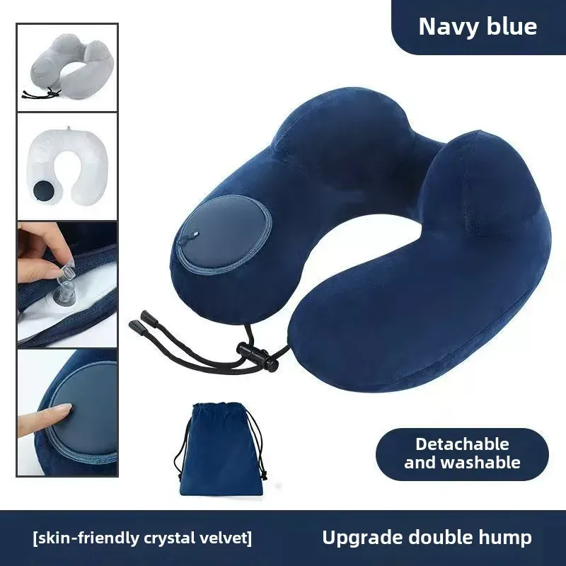Oreiller de voyage gonflable en forme de U pour le cou 10