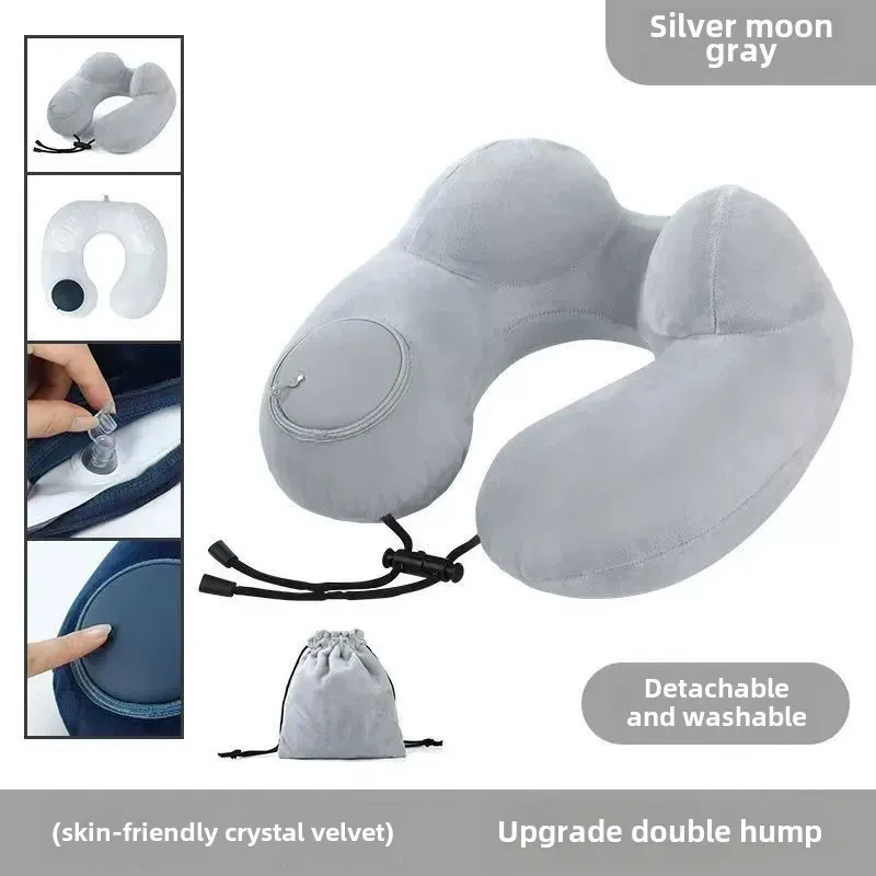 Oreiller de voyage gonflable en forme de U pour le cou 8