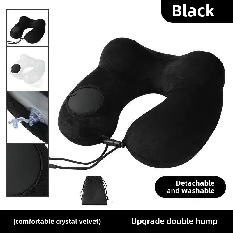 Oreiller de voyage gonflable en forme de U pour le cou 7