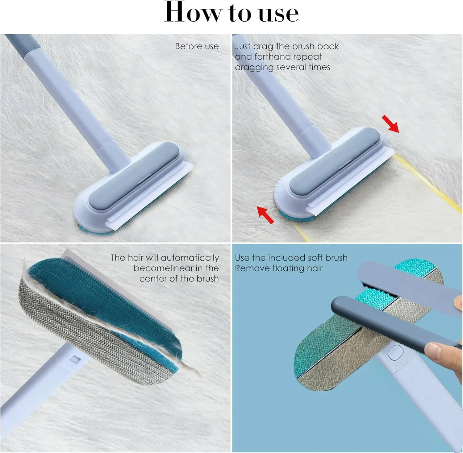 Brosse manuelle multifonction pour retirer les poils de chat et de chien, lavable 6