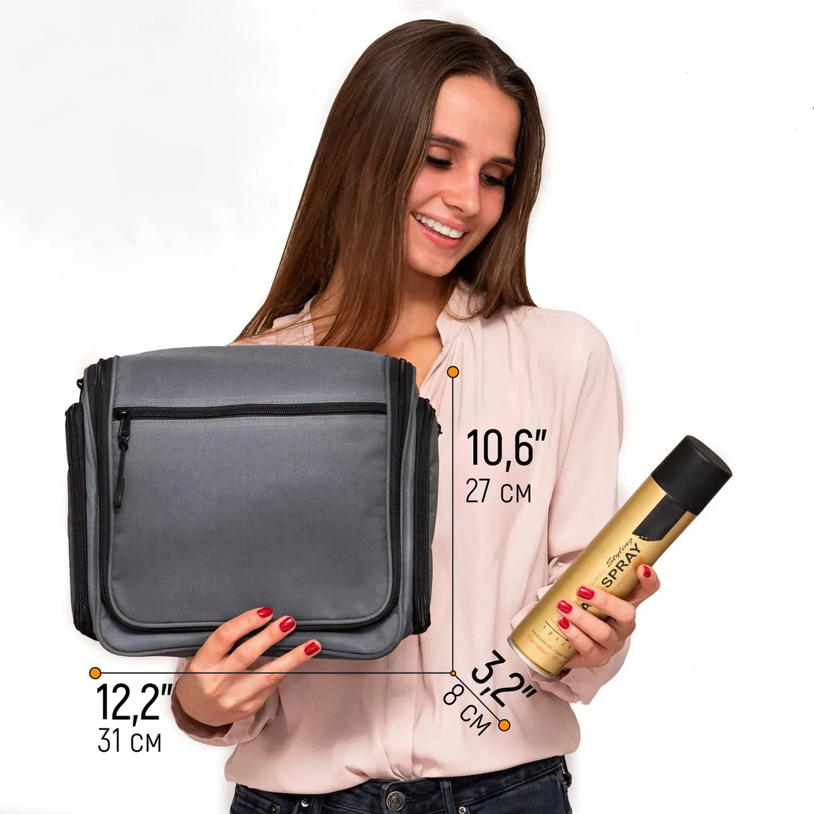 Trousse de toilette de voyage, détail des compartiments