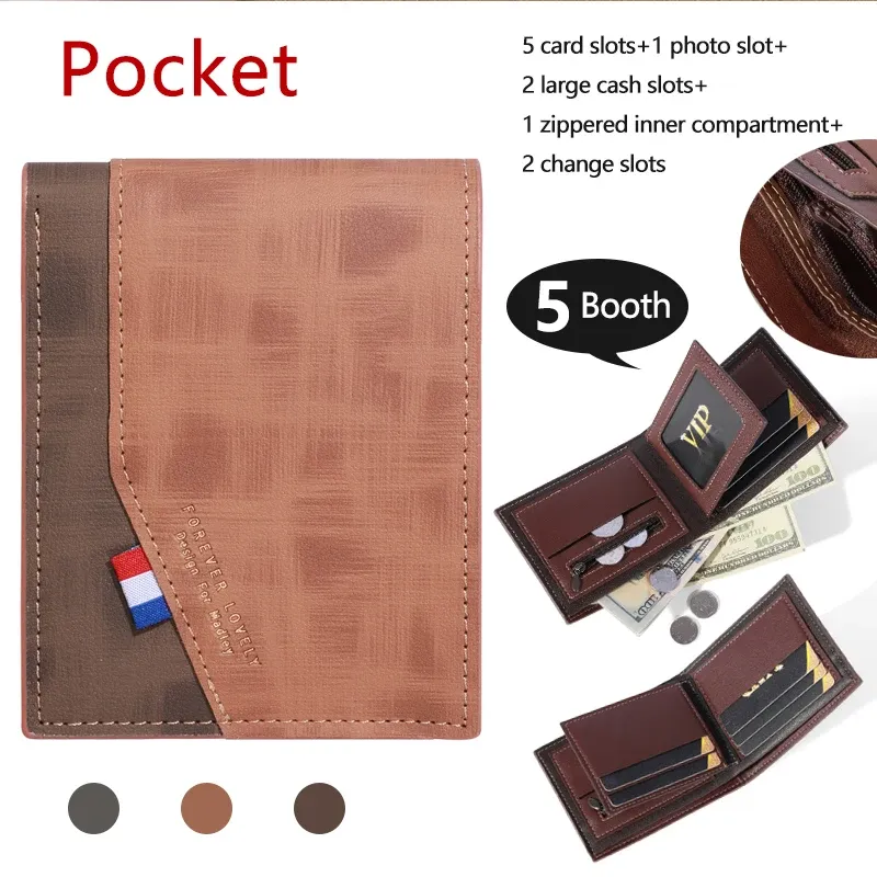 Portefeuille en cuir vintage pour homme à grande capacité, avec porte-monnaie et fentes multiples 6