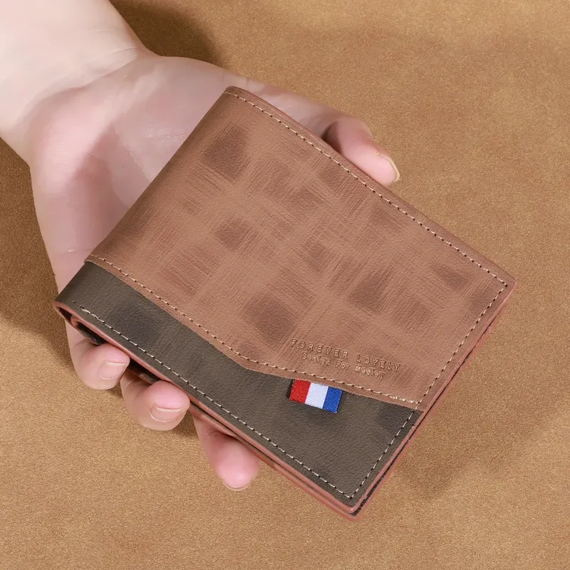 Portefeuille en cuir vintage, finition élégante