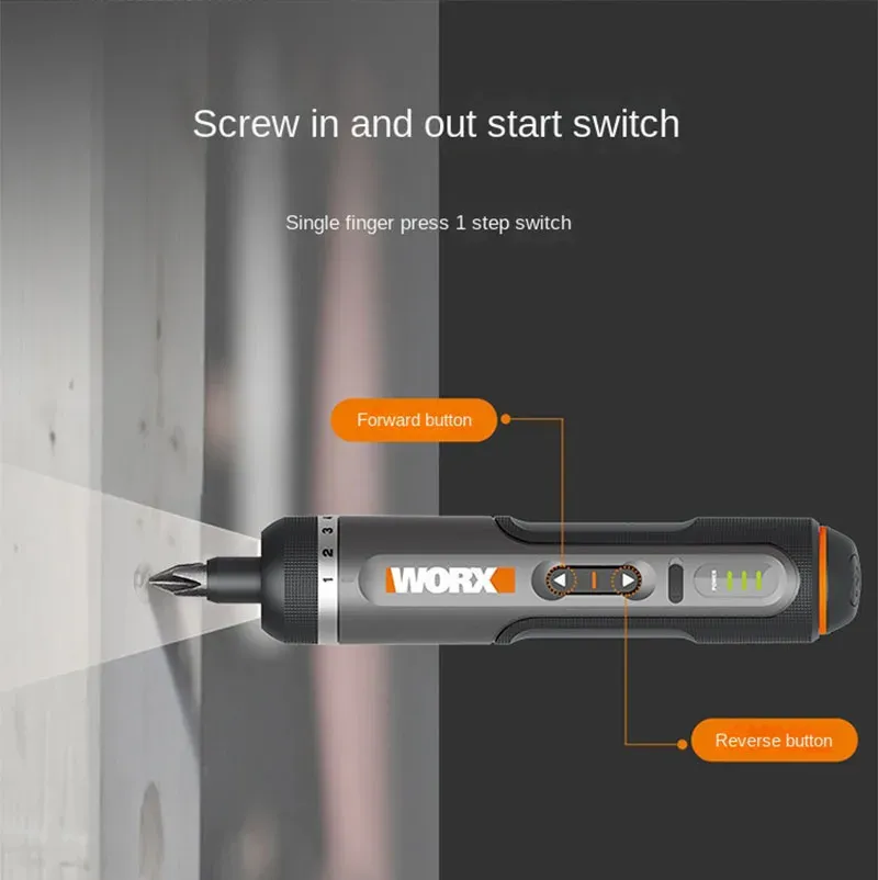 WORX WX242 Mini tournevis électrique sans fil intelligent rechargeable avec jeu de 30 embouts 2