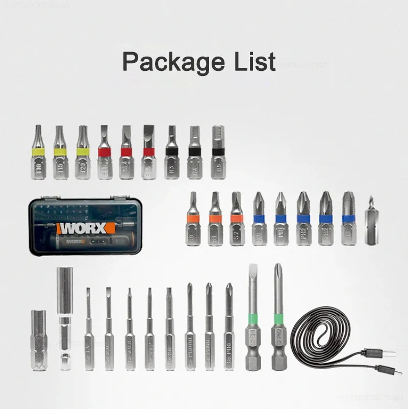 WORX WX242 Mini tournevis électrique sans fil intelligent rechargeable avec jeu de 30 embouts 6