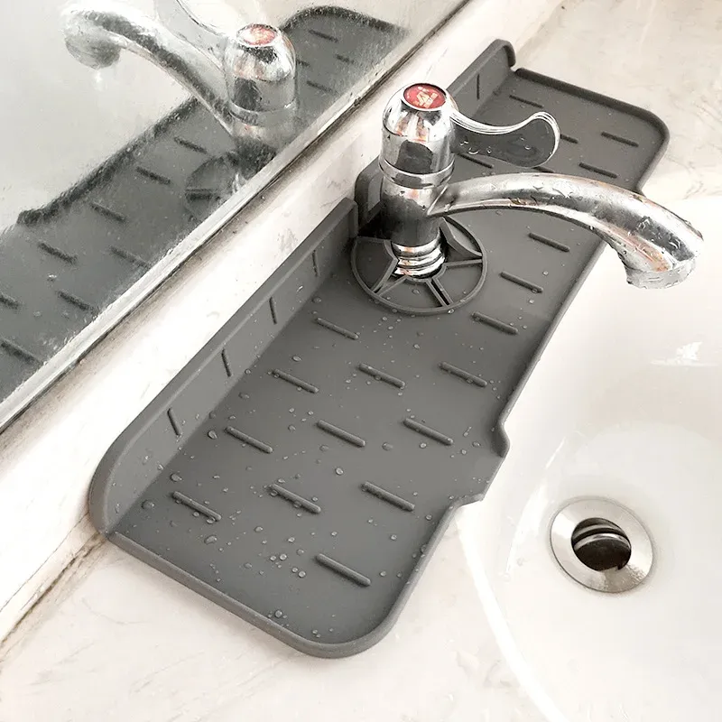 Tapis absorbant en silicone pour robinet de cuisine, protection anti-éclaboussures pour évier 1