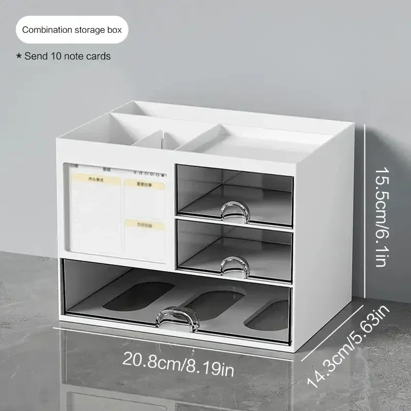 Organisateur de bureau à tiroirs modulables avec séparateurs et porte-stylo 7