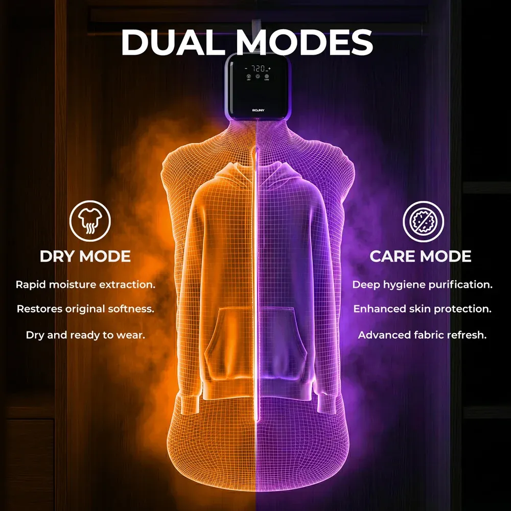 ROUNY Séchoir à linge électrique pliable et portable, léger, idéal pour les voyages, élimination efficace de l'humidité et des odeurs, 12 h 4