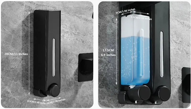 Distributeur de savon mural ZAOQI, détail des compartiments