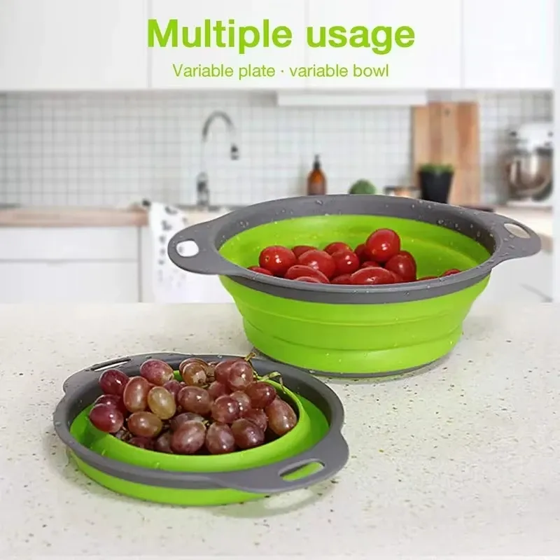 Panier silicone pliant de rinçage et d'égouttage pour fruits et légumes, passoire de cuisine 3