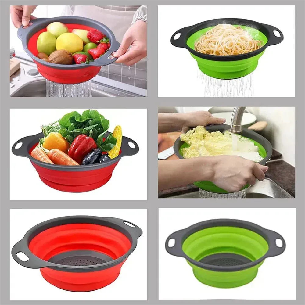 Panier de lavage pliable en silicone, rangement