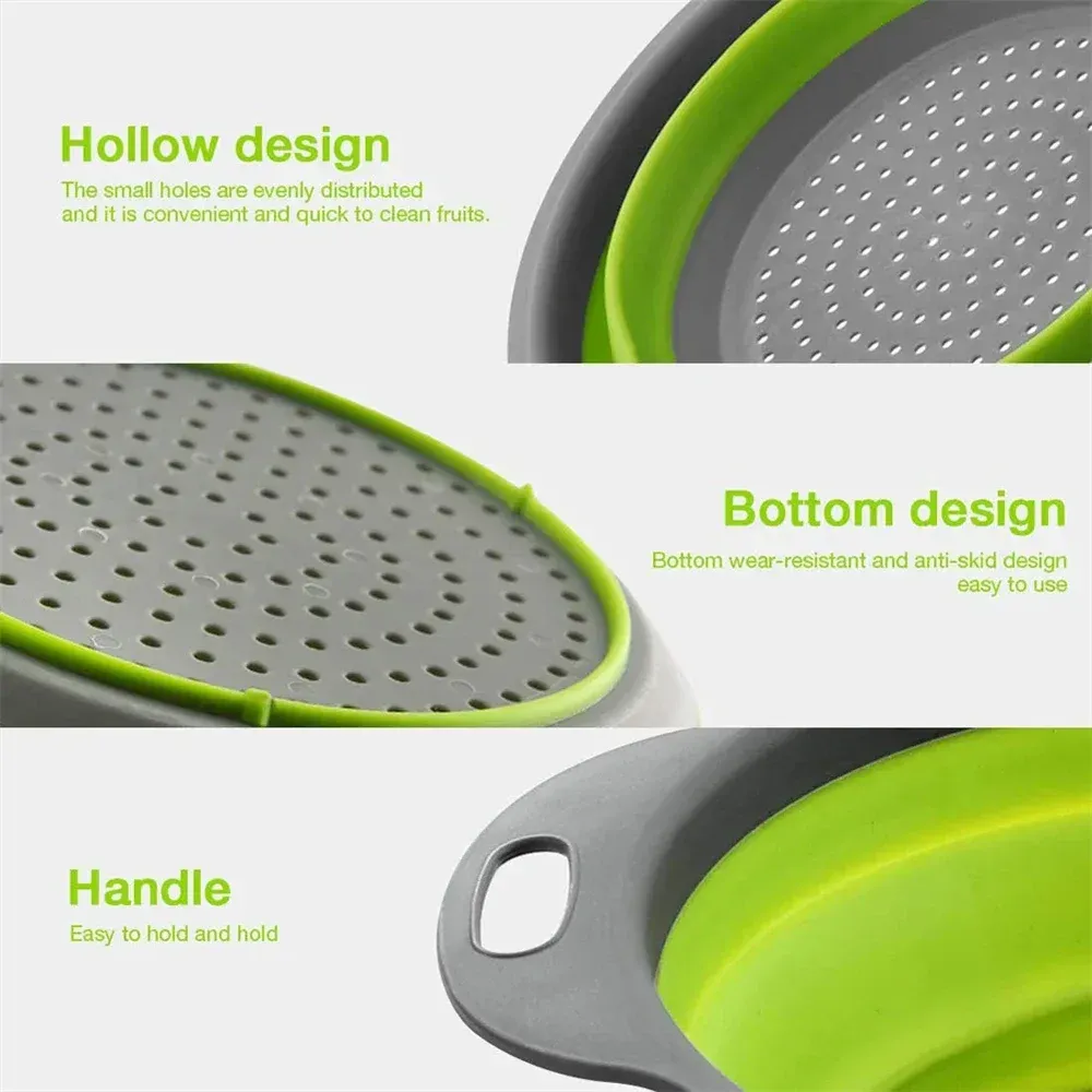 Panier de lavage pliable en silicone, en usage
